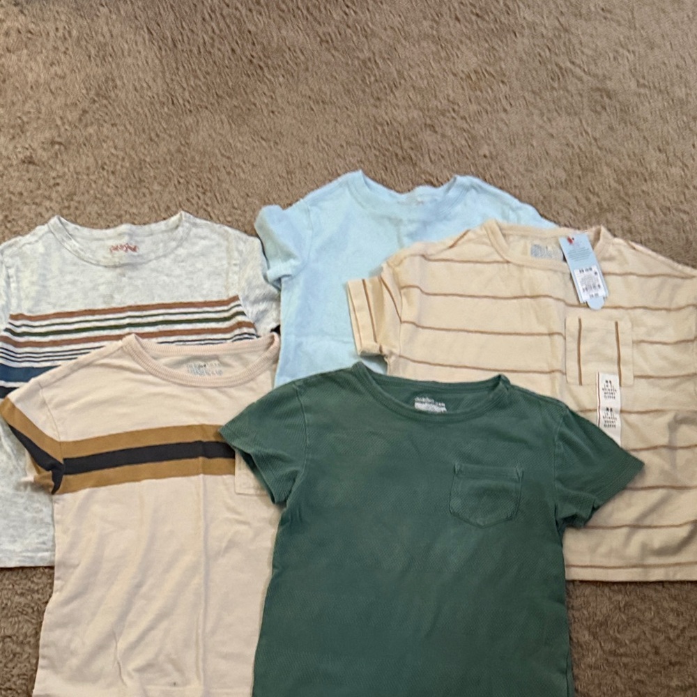 Cat & Jack Kids' Striped and Solid Tees - Green, Blue, Cream